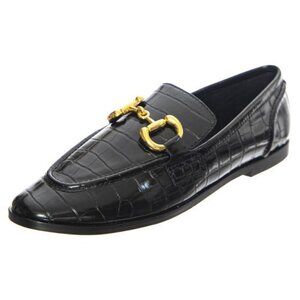 Jeffrey Campbell Velviteen Bit Loafer in Black Croc Patent Leather Size 6